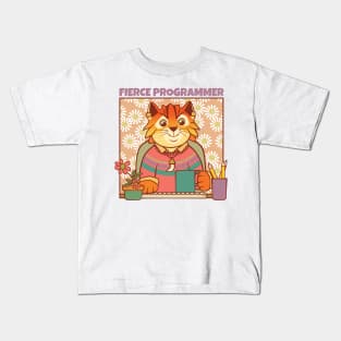 Fierce Programmer Tiger Cat Kids T-Shirt